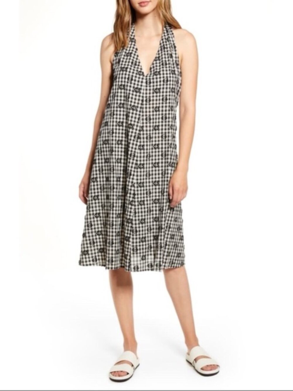 Lou & Grey | Floral Gingham Halter Dress - Size S